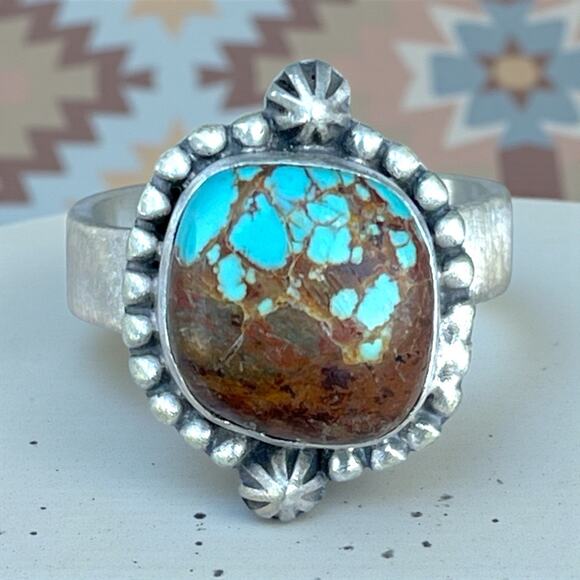 Unbranded Jewelry - Number 8 Turquoise Sterling Silver Ring Adjustable 6-9 Southwest Navajo Style